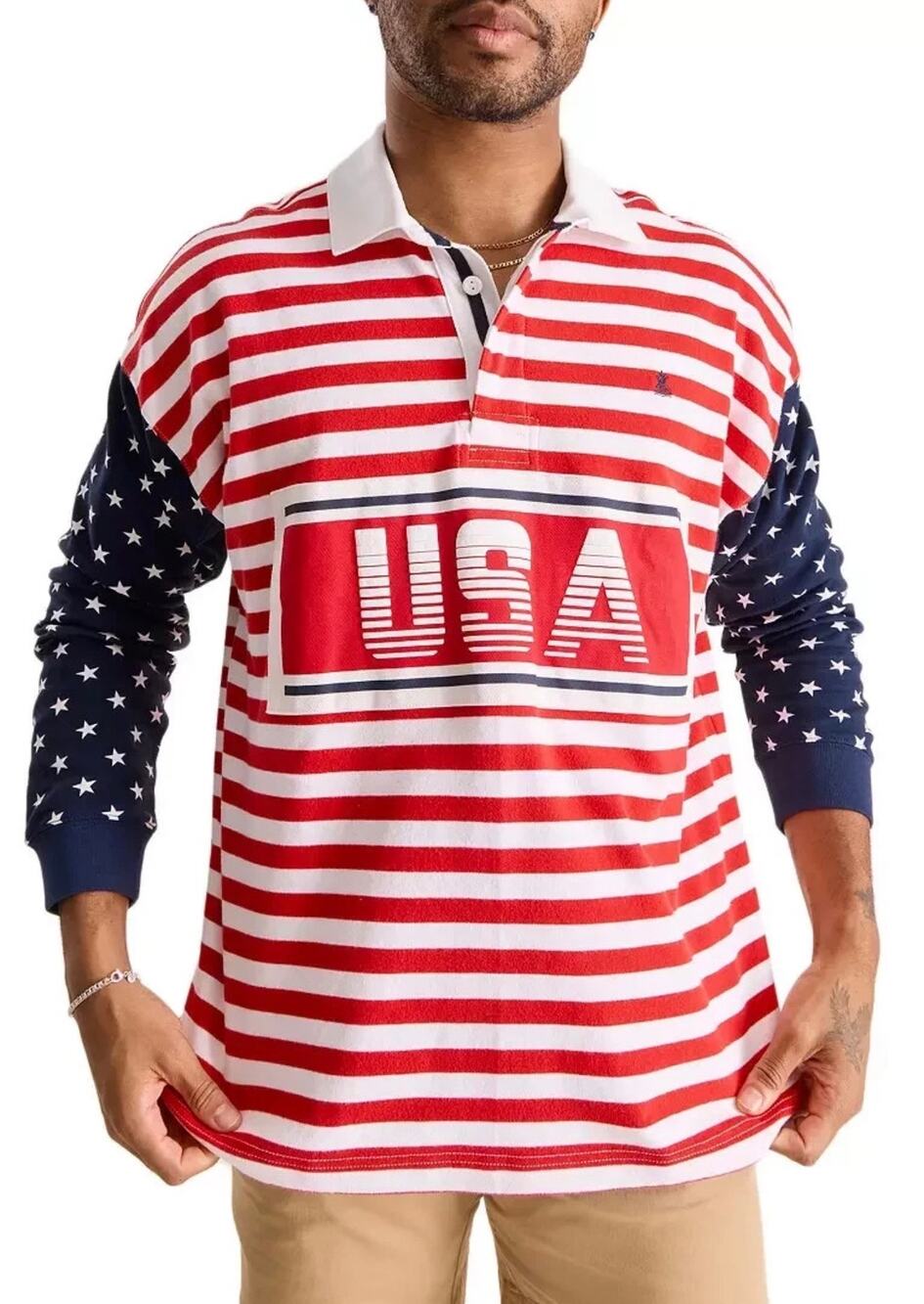 Chubbies Let Freedom Ring USA Patriotic Rugby Polo Shirt, Americana, Medium, NWT